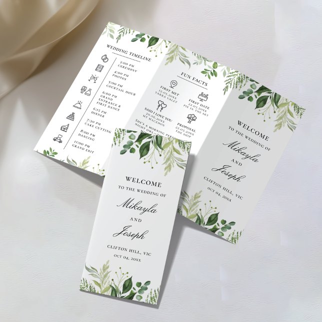 Greenery01 Trifold Wedding Program Flyer (Creator Uploaded)