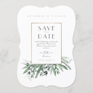 Greenery #2 rustic garden Save the Date Invitation