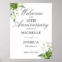 Greenery 70th Wedding Anniversary Welcome Sign