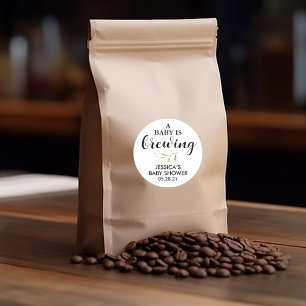 Greenery A Baby is Brewing Baby Shower Classic Rou Round Sticker