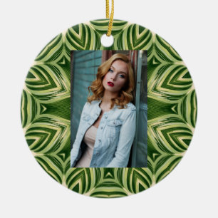 greenery abstract botanical tropical palm leaves ceramic ornament