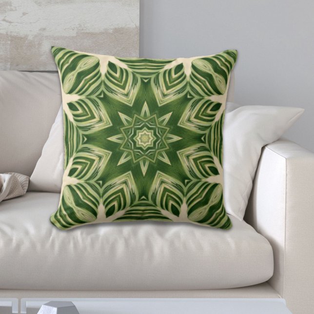 greenery abstract botanical tropical palm leaves cushion (greenery abstract botanical tropical palm leaves throw pillow)