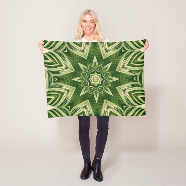 greenery abstract botanical tropical palm leaves fleece blanket (In Situ)