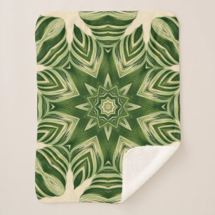 greenery abstract botanical tropical palm leaves sherpa blanket