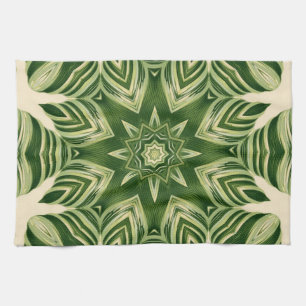 greenery abstract botanical tropical palm leaves tea towel