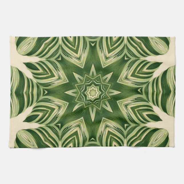 greenery abstract botanical tropical palm leaves tea towel (Horizontal)