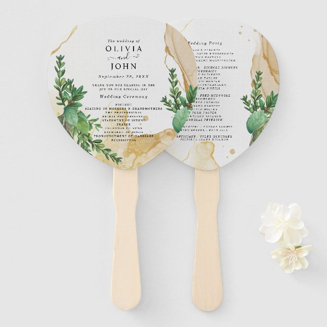 Greenery Abstract Watercolor Creation Idea Hand Fan (Front and Back)