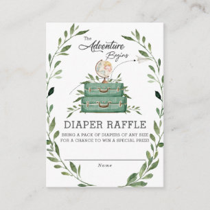 Greenery Adventure Suitcase Baby Diaper Raffle Enclosure Card