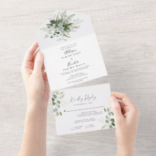 Greenery All In One Wedding Invitation 