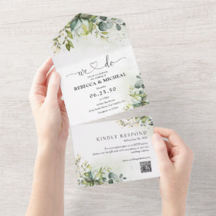 Greenery All in One Wedding Invite