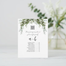 Greenery Alphabetical Wedding Seating Chart Card