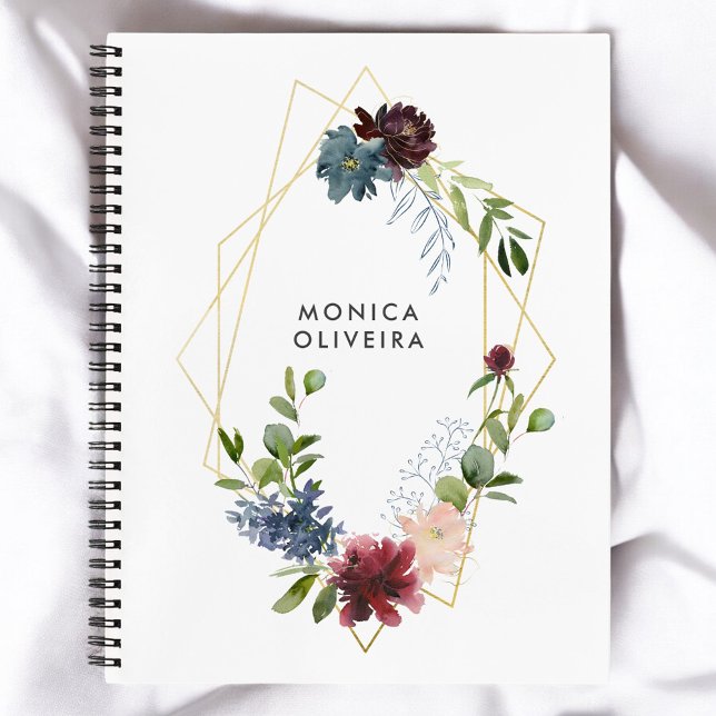 Greenery and Burgundy Floral Geometric Notebook (Creator Uploaded)