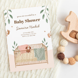 Greenery and Crib Baby Shower Invitation