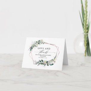 Greenery and Eucalyptus Foliage Pink Thank You Card