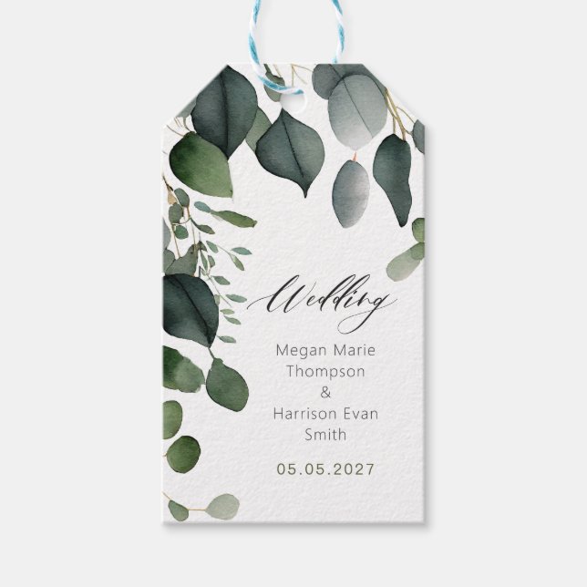 Greenery and Eucalyptus Wedding  Gift Tags (Front)