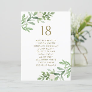 Greenery and Flowers Gold Wedding Seating Chart Announcement