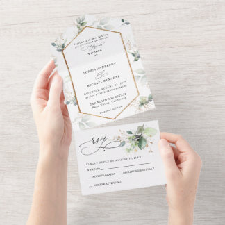 Greenery and Gold All-In-One All In One Invitation