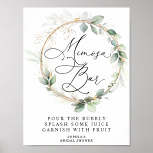 Greenery and Gold Bridal Shower Mimosa Bar Poster