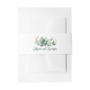 Greenery and Gold Elegant Wedding Invitation Belly Band