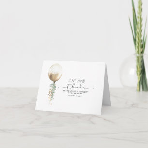 Greenery and Gold Foliage Balloon Thank You Card