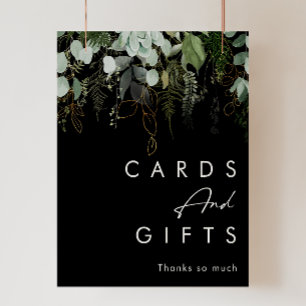 Greenery and Gold Leaf   Black Cards and Gifts Poster