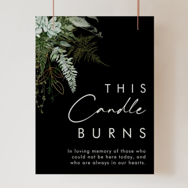 Greenery and Gold Leaf | Black This Candle Burns Poster (Creator Uploaded)