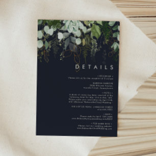 Greenery and Gold Leaf Dark Navy Details Enclosure Card