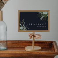 Greenery and Gold Leaf | Dark Navy Reserved Sign