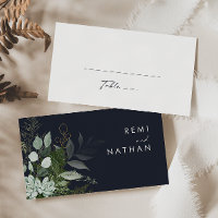 Greenery and Gold Leaf | Dark Navy Wedding