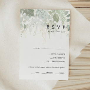 Greenery and Gold Leaf Menu Choice RSVP Card