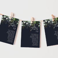 Greenery and Gold Leaf | Navy Table Number Chart