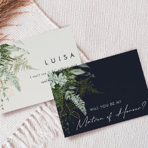 Greenery and Gold | Navy Matron of Honor Card