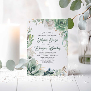 Greenery and Gold Rustic Garden Engagement Party Invitation