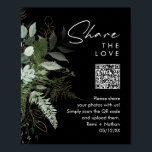 Greenery and Gold | Share Your Photos QR Code Sign<br><div class="desc">We designed this greenery and gold | share your photos QR code sign to complete your simple yet elegant boho reception. It features modern green and white eucalyptus leaf, fern foliage, a succulent flower, and minimal gold foil leaves. These elements give the feel of a whimsical watercolor enchanted forest, perfect...</div>