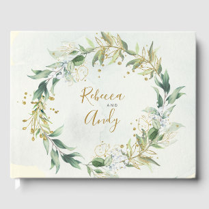 Greenery and gold wedding guest book