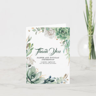 Greenery and Gold Wedding Thank You Card
