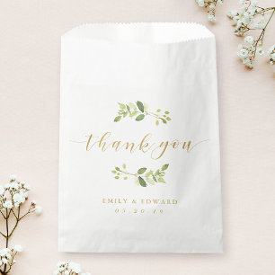 Greenery and Gold Wedding Thank You Favour Bag