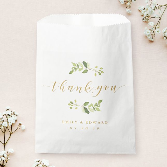 Greenery and Gold Wedding Thank You Favour Bag (Creator Uploaded)