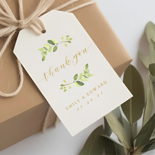 Greenery and Gold Wedding Thank You Gift Tags