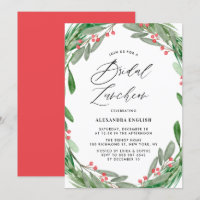 Greenery and Holly Wreath Winter Bridal Luncheon