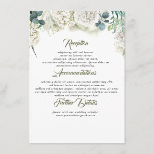 Greenery and Hydrangea Wedding Information Guest Enclosure Card