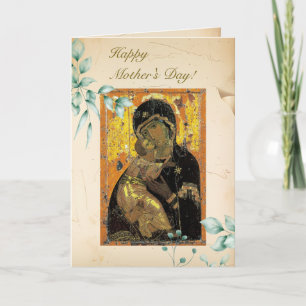 Greenery and Parchment Orthodox Mother's Day Card