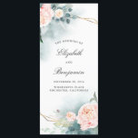 Greenery and Pink Flowers Wedding Programs<br><div class="desc">Blush pink peony and geometric gold frame wedding programs</div>