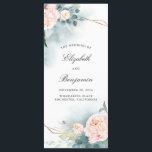 Greenery and Pink Flowers Wedding Programs<br><div class="desc">Blush pink peony and geometric gold frame wedding programs</div>