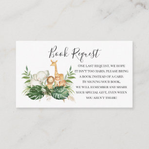 Greenery And Safari Animals Book Request Enclosure Card