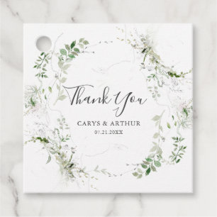 Greenery And Sketch Wedding Thank You Favour Tags