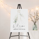 Greenery and Wedding Dress Bridal Shower Welcome