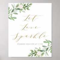 Greenery and White Floral Let Love Sparkle Wedding