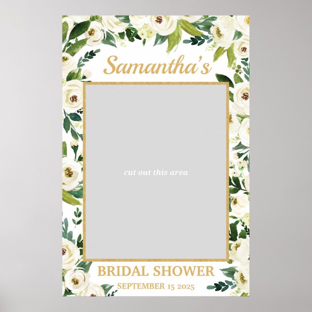 Greenery and White Floral Photo Prop Frame Boho Poster (Front)