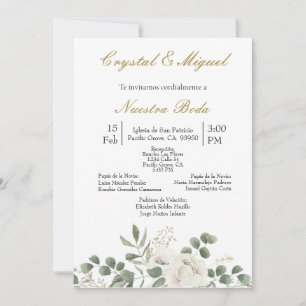 Greenery and white flower wedding invitation